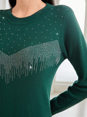 Rhinestone Decor Sweater Dress