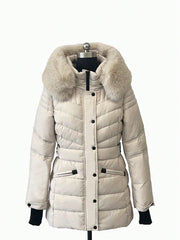 Zip Up Fuzzy Trim Hooded Puffer Coat