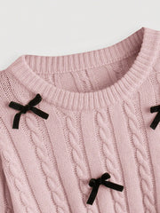 Bow Front Cable Knit Sweater