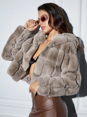 Zip Up Hooded Fuzzy Coat