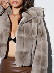 Zip Up Hooded Fuzzy Coat