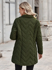 Zip Up Slant Pocket Quilted Coat