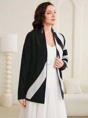 Women's Color-Block Cardigan Without Belt