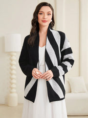 Women's Color-Block Cardigan Without Belt