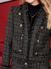 PLAID RAW TRIM TWEED JACKET