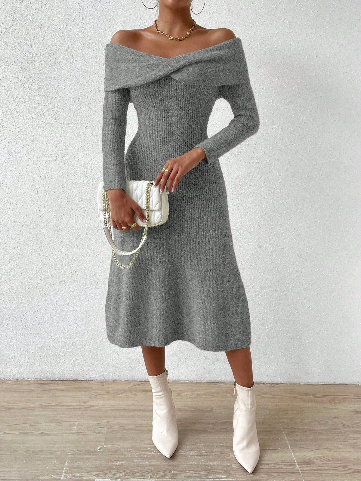 Women's Off Shoulder Sweater Dress