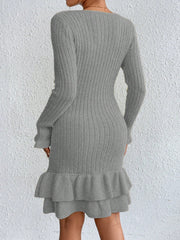 Ruffled Sweater Dress