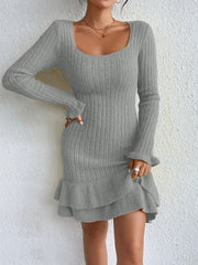 Ruffled Sweater Dress