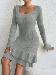 Ruffled Sweater Dress