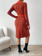 Plaid Knit Sweater Dress