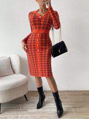 Plaid Knit Sweater Dress