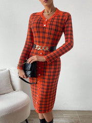 Plaid Knit Sweater Dress