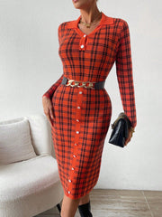 Plaid Knit Sweater Dress