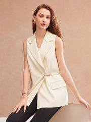 WOMEN'S SOLID COLOR LAPEL VEST JACKET