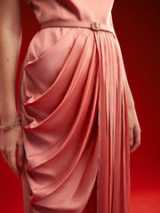 SLEEVELESS ASYMMETRICAL HEM PLEATED DETAIL DRESS