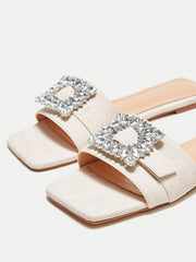 Women's Rhinestone Decor Flat Sandals