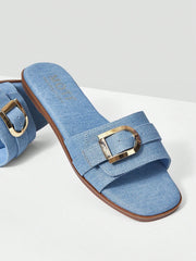 COMFORTABLE SIMPLE DENIM WOMEN'S FLAT SANDALS