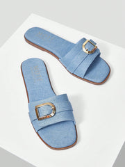 COMFORTABLE SIMPLE DENIM WOMEN'S FLAT SANDALS