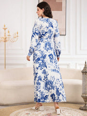 Women'S Floral Printed Long Sleeve Dress