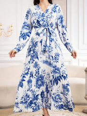 Women'S Floral Printed Long Sleeve Dress