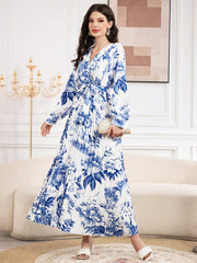 Women'S Floral Printed Long Sleeve Dress