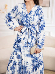 Women'S Floral Printed Long Sleeve Dress