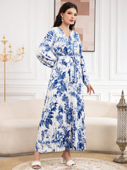 Women'S Floral Printed Long Sleeve Dress