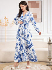 Women'S Floral Printed Long Sleeve Dress
