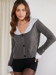 Womens Romantic Collared Cardigan