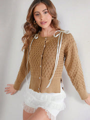 Womens Mini Bow Tie Cardigan