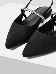 WOMEN'S POINTED TOE COMFORTABLE FLAT SHOES WITH RHINESTONE DETAIL, SUITABLE FOR DAILY WEAR