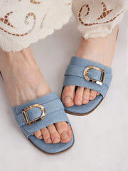 COMFORTABLE SIMPLE DENIM WOMEN'S FLAT SANDALS