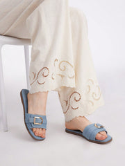 COMFORTABLE SIMPLE DENIM WOMEN'S FLAT SANDALS