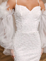 Mermaid Style Wedding Dress With Oversized Lantern Sleeves