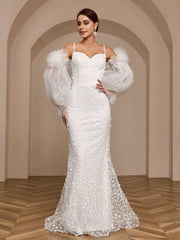 Mermaid Style Wedding Dress With Oversized Lantern Sleeves