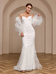 Mermaid Style Wedding Dress With Oversized Lantern Sleeves