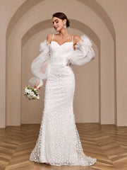 Mermaid Style Wedding Dress With Oversized Lantern Sleeves