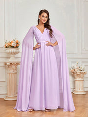 Bridesmaid Dress With Purple Flowing Chiffon Fabric