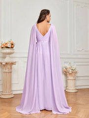 Bridesmaid Dress With Purple Flowing Chiffon Fabric