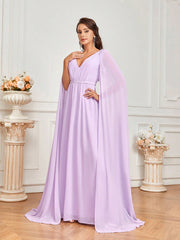 Bridesmaid Dress With Purple Flowing Chiffon Fabric