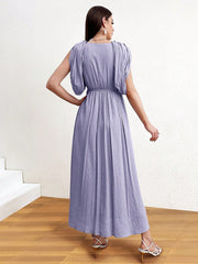 3d Flower Decoration Waist Cinched Textured Dress