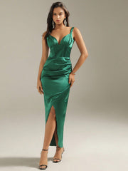 Green Sexy Waist-Enhancing Slim Fit Women Formal Dress Long Skirt