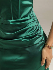 Green Sexy Waist-Enhancing Slim Fit Women Formal Dress Long Skirt