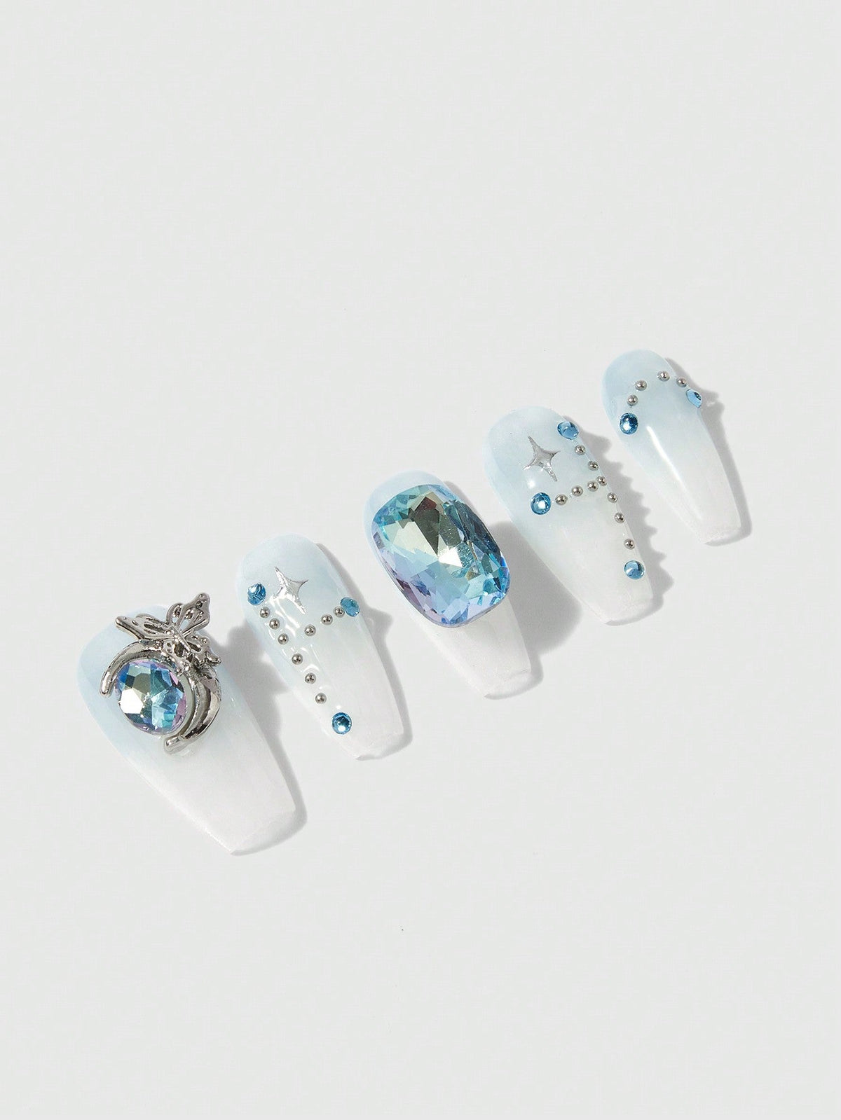 10pcs Blue Luxury Nail Art Decoration With Removable & Reusable Design Including Jelly Gel