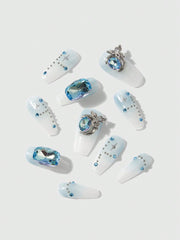 10pcs Blue Luxury Nail Art Decoration With Removable & Reusable Design Including Jelly Gel