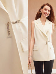 WOMEN'S SOLID COLOR LAPEL VEST JACKET