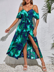 Summer Romantic Long Floral Print Holiday Dress