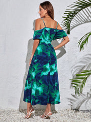 Summer Romantic Long Floral Print Holiday Dress