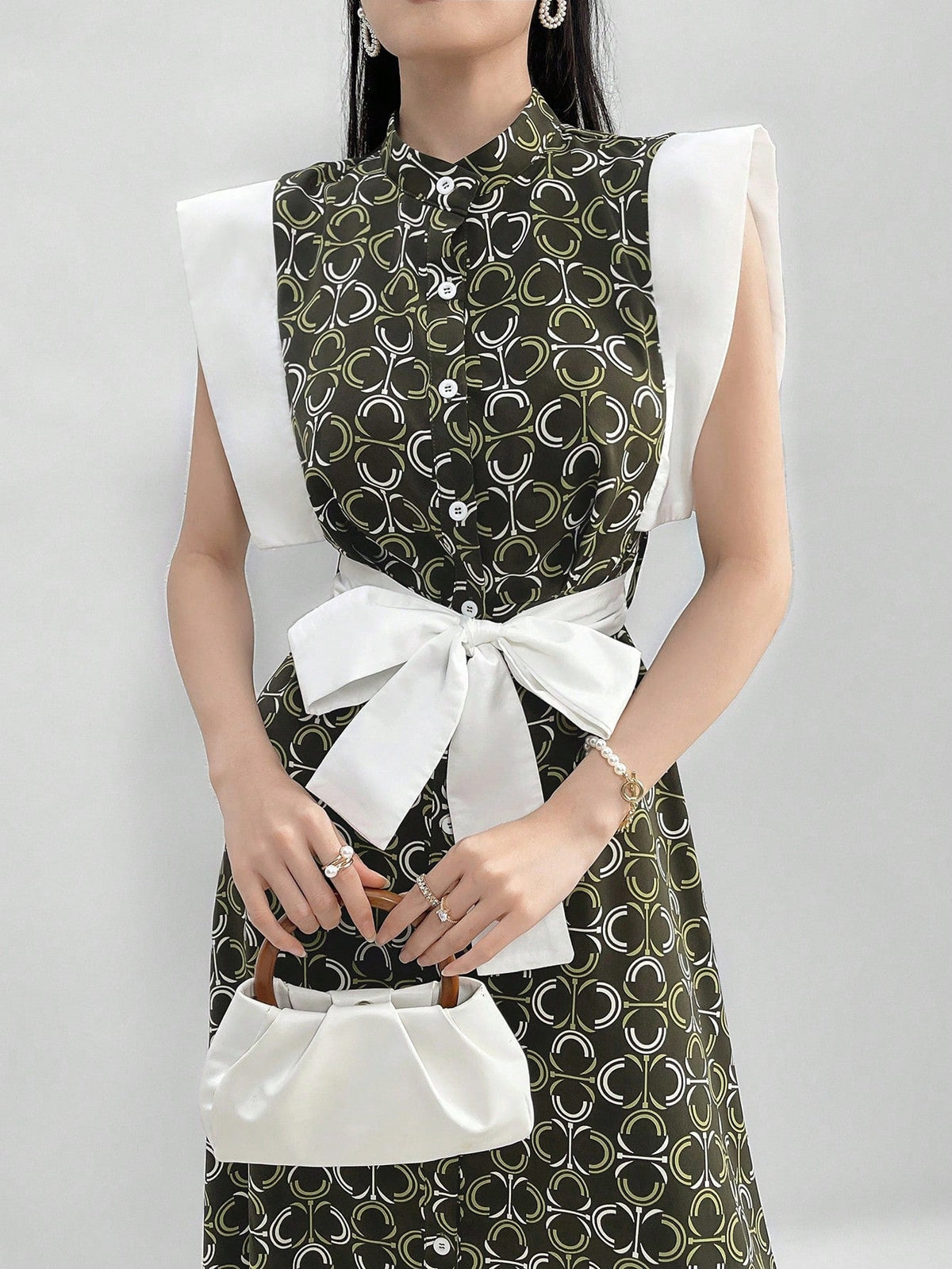 Ladies" Stylish And Elegant Summer A-Line Dress With Geometric Printed Patchwork