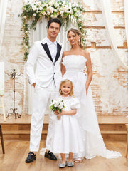 White Lace And Organza Patchwork Wedding Dress